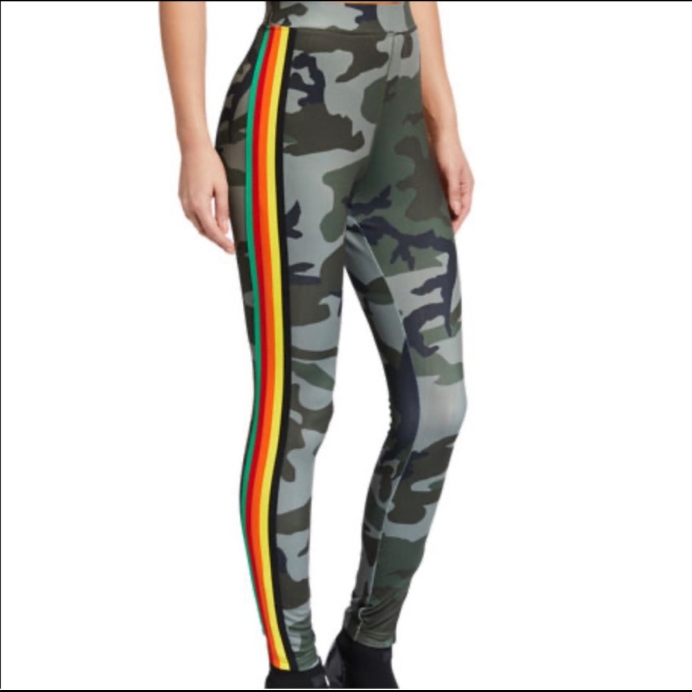 Pam and Gela Juicy Athletic Leggings Camo with Color Stripes on sides
